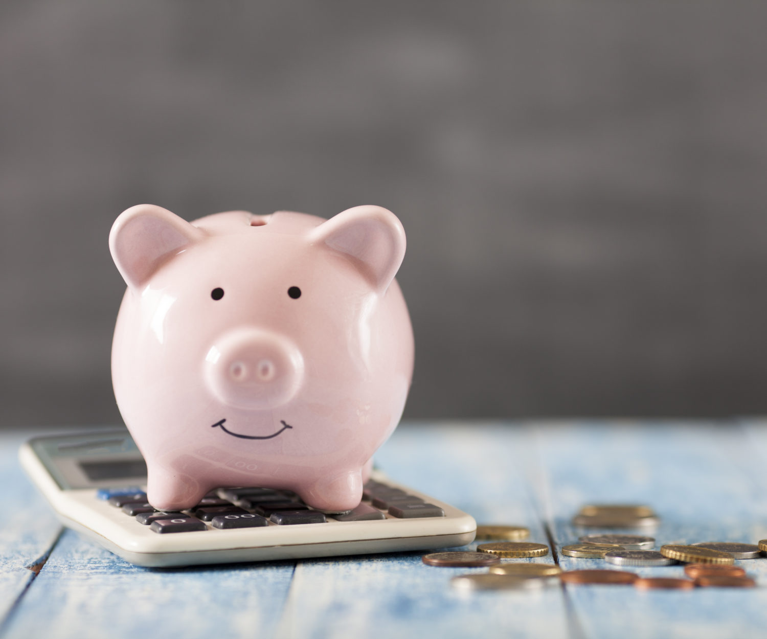 Piggy bank with calculator